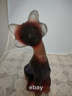 Rare Fenton Art Glass Plum Opalescent Alley Cat