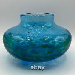 Rare Kokomo Verre Opalescent (kog) Blue & White Frit Collage Vase Blown À La Main 5