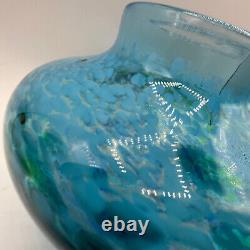 Rare Kokomo Verre Opalescent (kog) Blue & White Frit Collage Vase Blown À La Main 5