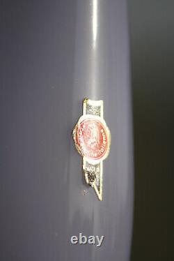 Rare Mauve Violet Vintage Italien Opaline À Pied Vase Empoli 30cm 11,8 En Italie