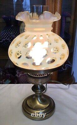 Rare Vintage Fenton Art Glass Honeysuckle Opalescent Coin Dot Lampe N8