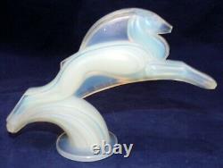 Sabino Glass Art Opalescent Art Déco Leaping Mascot Gazelle 4,25t X 6,25l Nice