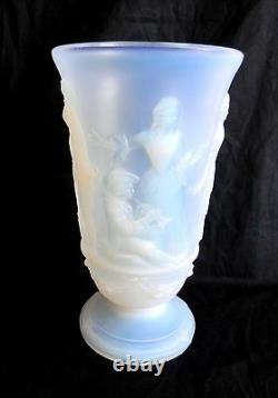 Sabino Style Bleu Opalescent Grand Vase En Verre D’art Menuet France