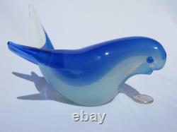Seguso Vetri Darte Archimede Seguso Flavio Poli Verre d'art Oiseau bleu opalescent