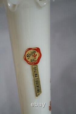 Stelvia Vintage Vase Opaline Blanc Empoli Italie Blossom Pied 25cm 9.8in