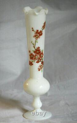 Stelvia Vintage Vase Opaline Blanc Empoli Italie Blossom Pied 25cm 9.8in
