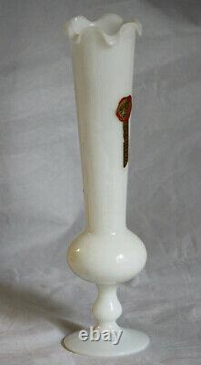 Stelvia Vintage Vase Opaline Blanc Empoli Italie Blossom Pied 25cm 9.8in