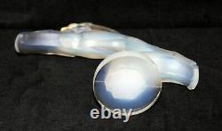 Superbe Mascotte de Voiture en Verre Art Déco Français Sabino Opalescent Bleu Gazelle