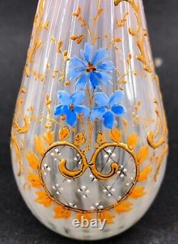 Vase Art Glass Bud Rose Ruffle Gold Flower Victorian Opalescent Antique