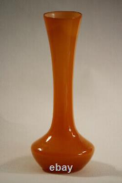 Vase D'opaline Orange Vintage Italie 20cm 7,8in 021