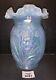 Vase De Jonquille Opalescent Bleu Fenton 8 Vintage Avec Sticker