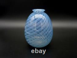 Vase En Verre Bleu Opaline Optic Swirl Art
