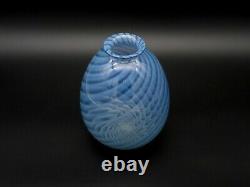 Vase En Verre Bleu Opaline Optic Swirl Art