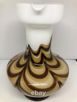 Vase En Verre D'art Populaire Vintage D'opaline Florence, Italie, Années 1970