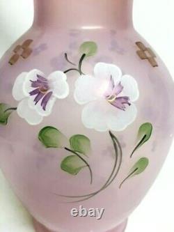 Vase En Verre De Fenton Peint À La Main Kelly Pickenpaugh Menthe Opalescente Rose Pêche 8 1⁄2
