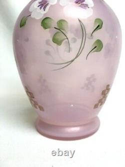 Vase En Verre De Fenton Peint À La Main Kelly Pickenpaugh Menthe Opalescente Rose Pêche 8 1⁄2