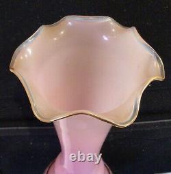 Vase En Verre Opaline Rose Italien Ancien 31.4 CM