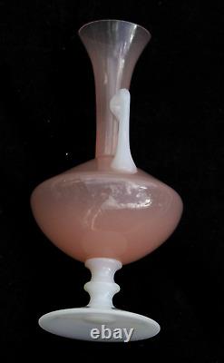 Vase Ewer en Opaline Rose italienne vintage Italie 23cm 9.06in MCM années 60