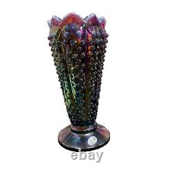 Vase Iridized Plum Opalescent Hobnail Éventail Iridized Opalescent Purple