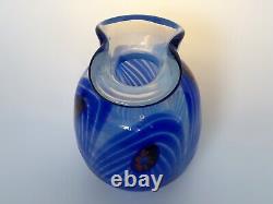 Vase Opalescent Bleu De Verre D'art Forme Inhabituelle