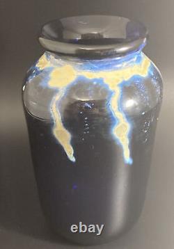 Vase Optique ERIK EISERLING 15 cm en verre soufflé opalescent art abstrait 1987