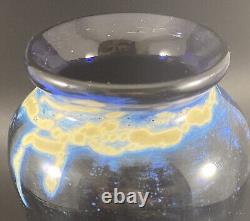 Vase Optique ERIK EISERLING 15 cm en verre soufflé opalescent art abstrait 1987
