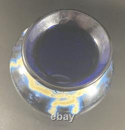 Vase Optique ERIK EISERLING 15 cm en verre soufflé opalescent art abstrait 1987