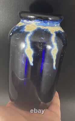 Vase Optique ERIK EISERLING 15 cm en verre soufflé opalescent art abstrait 1987