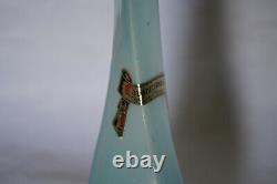 Vase Triangulaire Opaline Bleu Italien 60s 23cm 9in Empoli Toscane