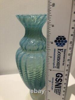Vase Urne en verre opalin bleu turquoise italien de grande taille de style vintage Empoli en parfait état