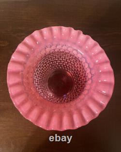 Vase VHTF Fenton en opaline cranberry avec motif en alvéoles 7,5 pouces et bordure en croûte de tarte non marquée