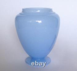 Vase Vintage Baccarat Opaline Agate Bleu Art Français Signé Collectionner Rare
