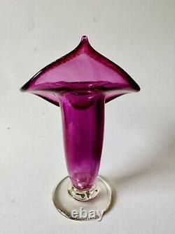'Vase à Bord Opalescent/Améthyste Signé Jack Dans la Chaire par Roy Wilson Art Verre'83