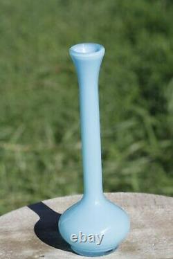 Vase à bourgeon en opaline bleue italienne vintage des années 70, 20 cm (7,8 pouces) Empoli