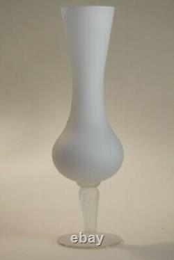 Vase à pied en opaline blanche vintage Toscane Italie avec des roses 26cm 10in 016