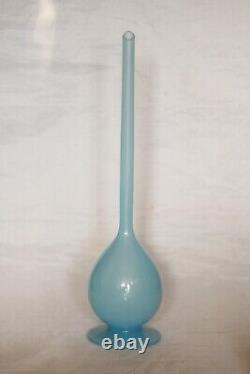 Vase à tige de bouton d'opale bleue italienne vintage 35cm 13.8in MCM années 70 sur pied