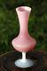 Vase à Tige De Bouton D'opale Rose Italienne Vintage Italie 22cm 8.6in Base Opalescente