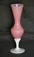Vase à Tige De Bouton D'opale Rose Italienne Vintage Italie 24,5 Cm 9,45 Pouces Base Opalescente