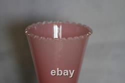 Vase à tige de bouton d'opale rose italienne vintage Italie 24,5 cm 9,45 pouces Base opalescente