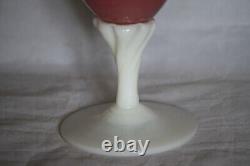 Vase à tige de bouton d'opale rose italienne vintage Italie 24,5 cm 9,45 pouces Base opalescente