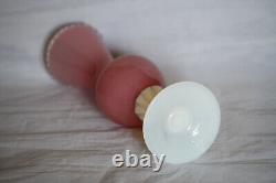 Vase à tige de bouton d'opale rose italienne vintage Italie 24,5 cm 9,45 pouces Base opalescente