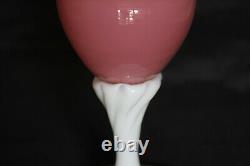 Vase à tige de bouton d'opale rose italienne vintage Italie 24,5 cm 9,45 pouces Base opalescente