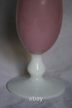 Vase à tige de bouton d'opale rose italienne vintage haute Italie 36cm 14in Pied opalescent