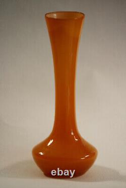 Vase à tige en opaline orange vintage Italie 20cm 7.8in 021