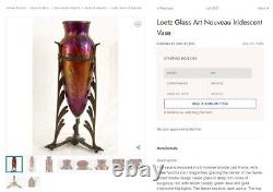 Vase amphore dragonfly iridescent thistle Loetz autrichien Art Nouveau c. 1900