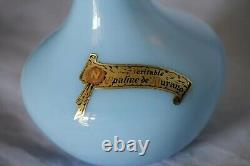 Vase d'Opaline Bleue Vintage Italien Nason Murano 21cm 8.26in avec étiquette MCM