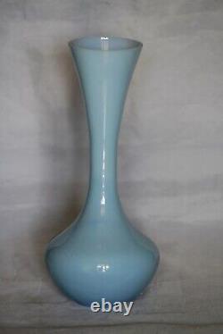 Vase d'Opaline Bleue Vintage Italien Nason Murano 21cm 8.26in avec étiquette MCM