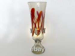 Vase de sculpture en verre d'art italien de Murano vintage des années 60 en verre opalescent soufflé à la main
