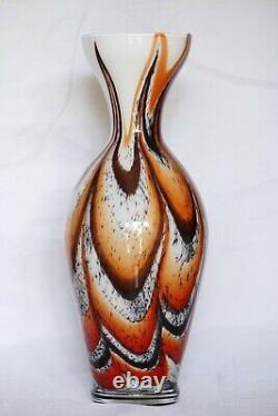 Vase en opaline vintage Italie Empoli Carlo Moretti années 70 Art pop orange 26cm 10in