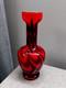 Vase En Verre Art Opaline Rouge Vintage Vb Fabriqué En Italie